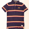 Superdry Mens Rugby Polo Shirt Medium Navy Blue Striped Cotton