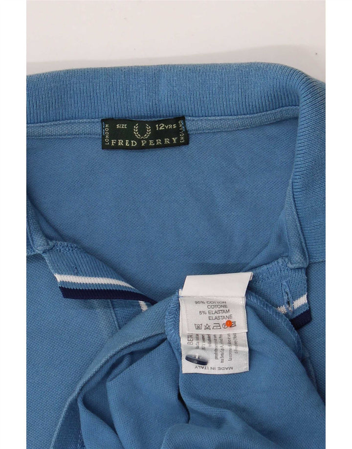 Fred Perry Boys Polo Shirt 11-12 Years Blue Cotton