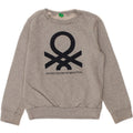 BENETTON Boys Graphic Sweatshirt Jumper 7-8 Years Medium Grey Cotton Vintage Benetton and Second-Hand Benetton from Messina Hembry 