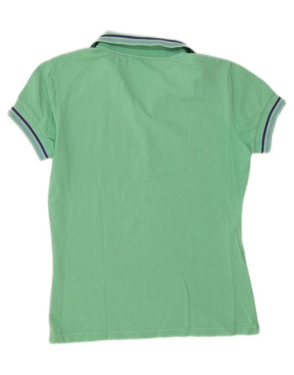 Napapijri Womens Graphic Polo Shirt UK 14 Large Turquoise