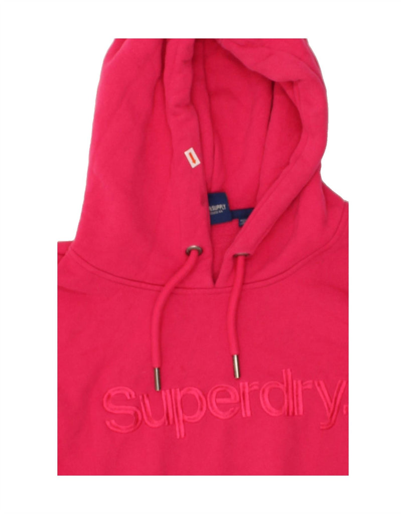 SUPERDRY Womens Oversized Hoodie Jumper UK 14 Medium Pink Cotton Vintage Superdry and Second-Hand Superdry from Messina Hembry 