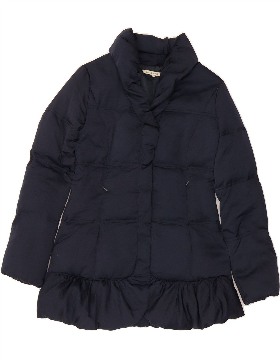 LAURA ASHLEY Womens Padded Coat UK 8 Small Navy Blue Polyester Vintage Laura Ashley and Second-Hand Laura Ashley from Messina Hembry 