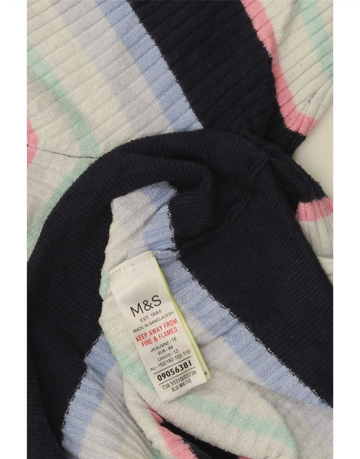 Marks & Spencer Womens T-Shirt Top UK 16 Large Multicoloured Striped