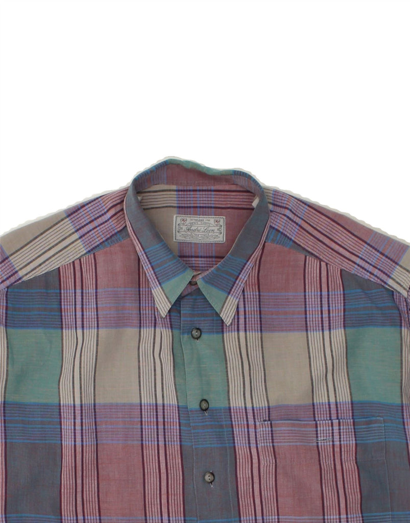 VINTAGE Mens Short Sleeve Shirt XL Purple Check Cotton | Vintage Vintage | Thrift | Second-Hand Vintage | Used Clothing | Messina Hembry 