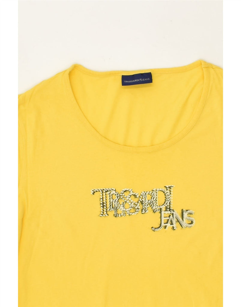 TRUSSARDI JEANS Girls Graphic T-Shirt Top 13-14 Years Large Yellow | Vintage Trussardi Jeans | Thrift | Second-Hand Trussardi Jeans | Used Clothing | Messina Hembry 