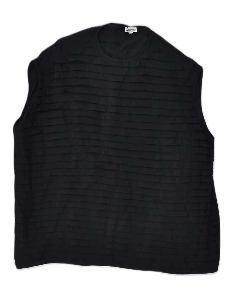 VINTAGE Womens Sleeveless Shirt Blouse UK 18 XL Black Cotton | Vintage | Thrift | Second-Hand | Used Clothing | Messina Hembry 