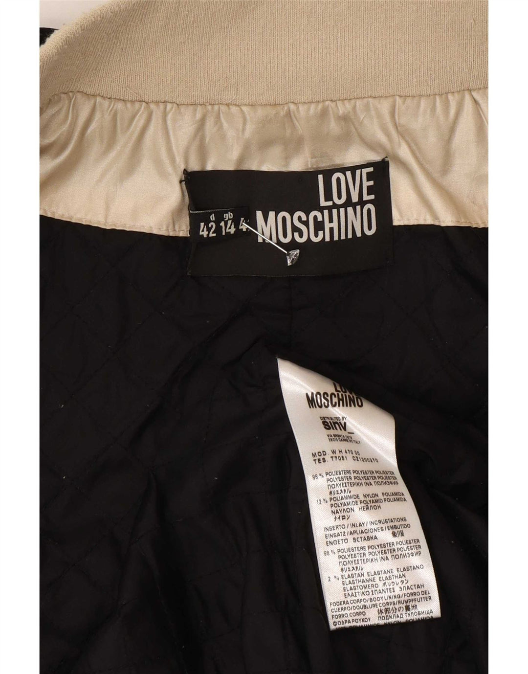 Moschino Womens Bomber Jacket UK 14 Large Gold Colourblock Polyester