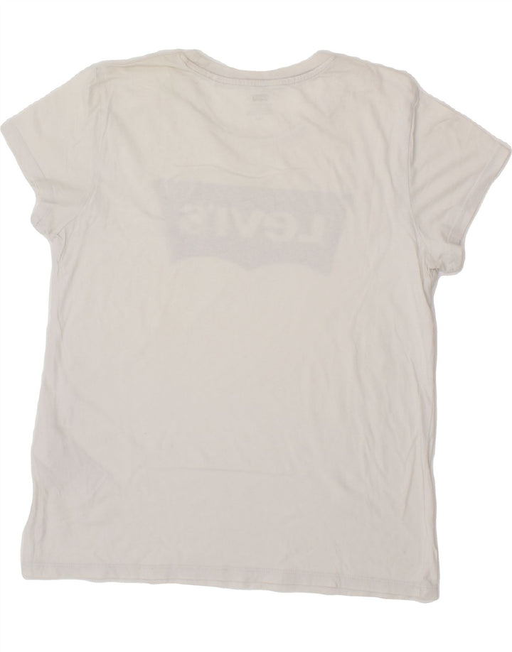LEVI'S Womens Graphic T-Shirt Top UK 14 Large White Cotton Vintage Levi's and Second-Hand Levi's from Messina Hembry 