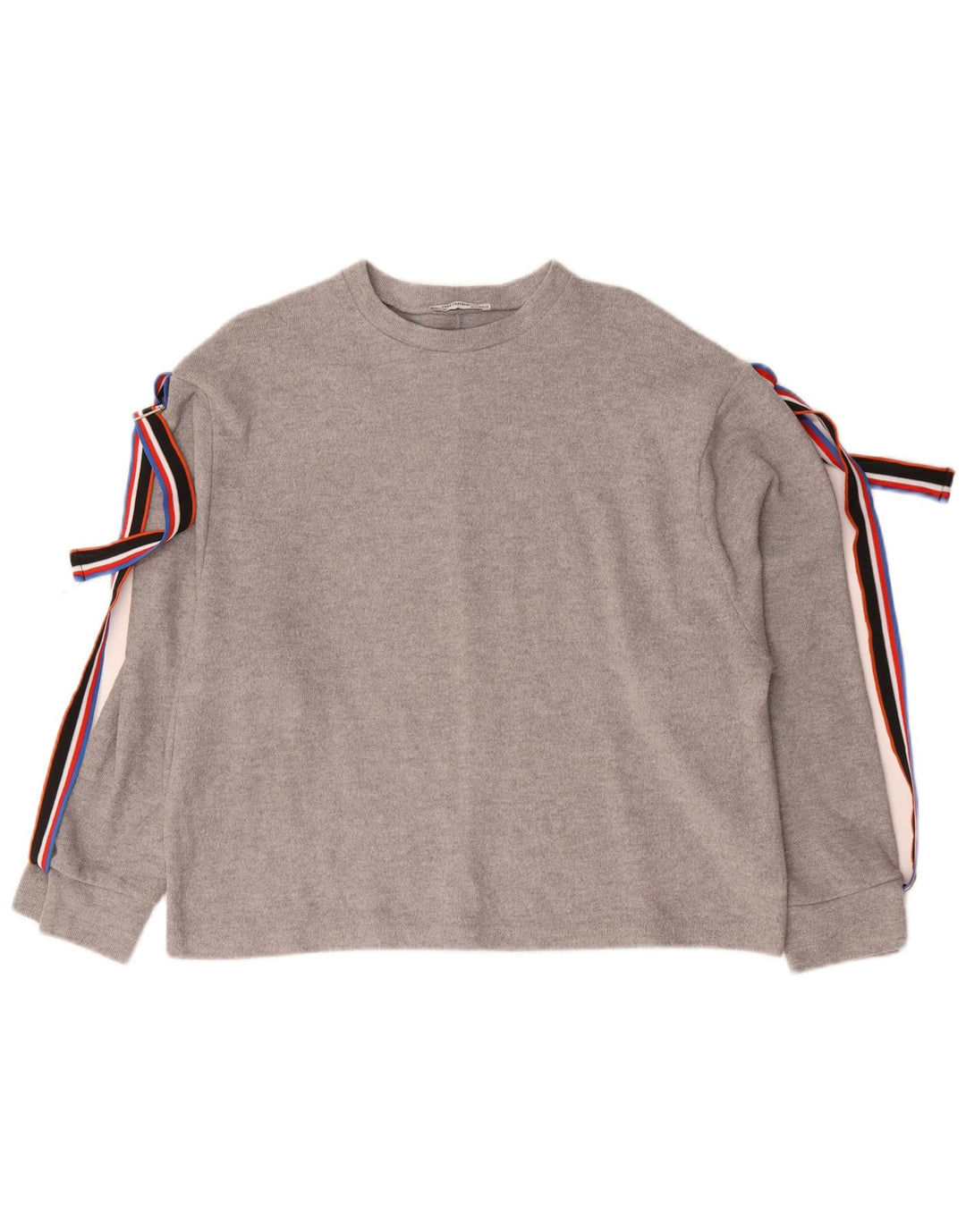 Zara Womens Top Long Sleeve UK 14 Medium Grey Polyester