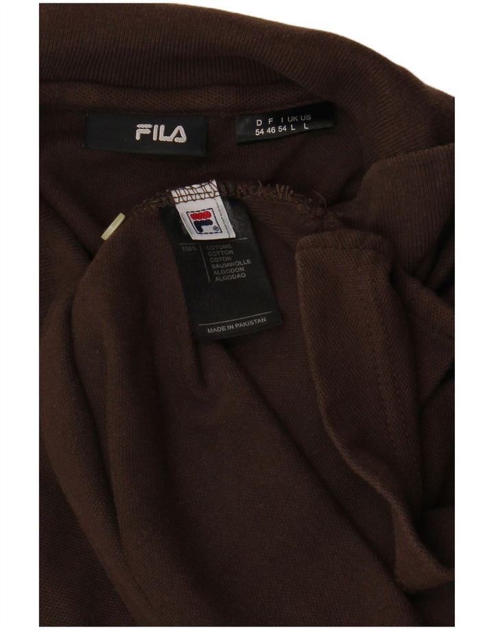 FILA Mens Polo Shirt Large Brown Cotton