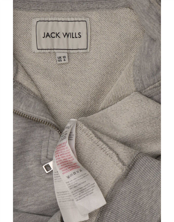 Jack Wills Womens Oversized Zip Neck Sweatshirt Jumper UK 10 Small Grey