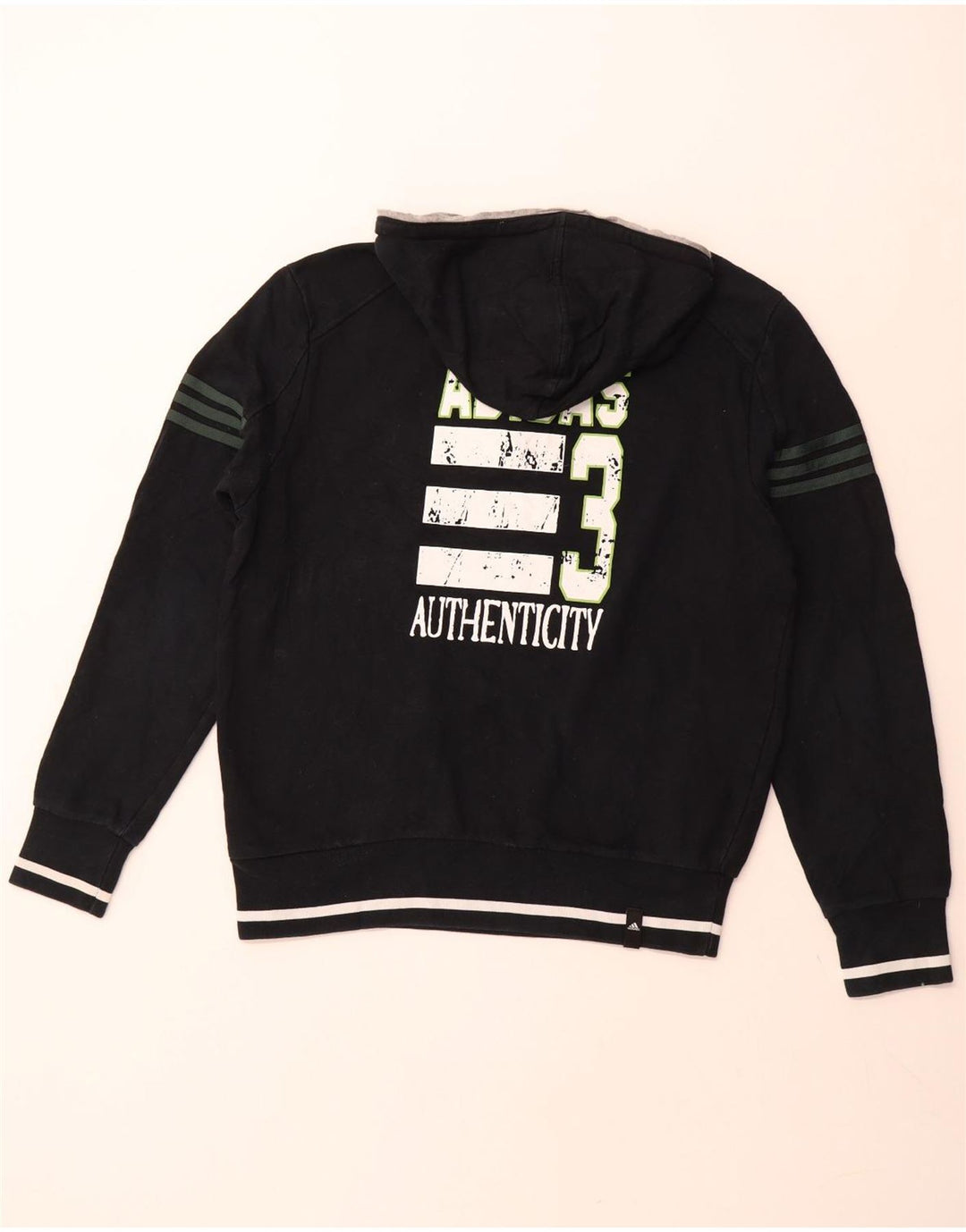 ADIDAS Mens Graphic Zip Neck Hoodie Jumper UK 40/42 Medium Navy Blue