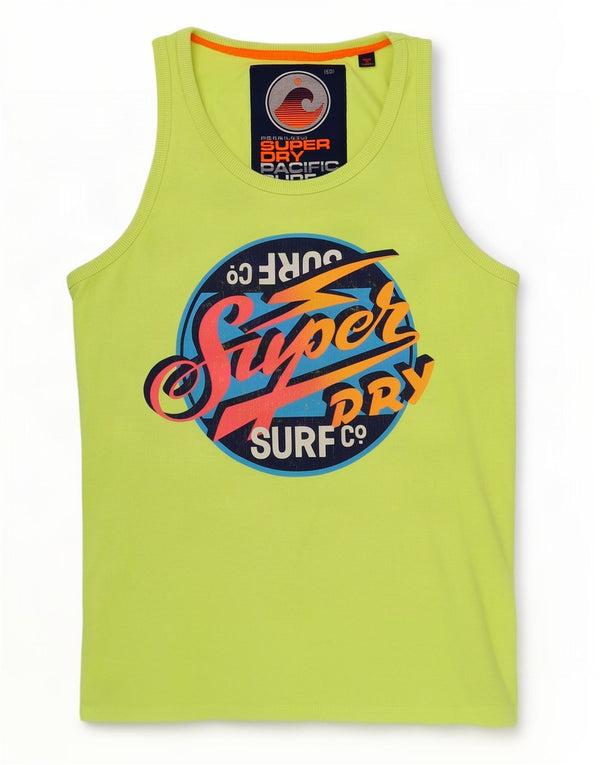 Superdry Mens Graphic Vest Top Large Green Cotton