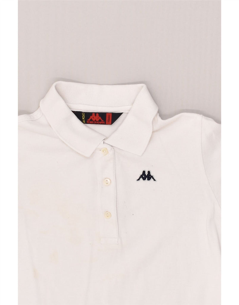 KAPPA Womens Polo Shirt UK 6 XS White Cotton | Vintage Kappa | Thrift | Second-Hand Kappa | Used Clothing | Messina Hembry 