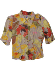 C&A Womens Short Sleeve Shirt Blouse UK 14 Medium Multicoloured Floral