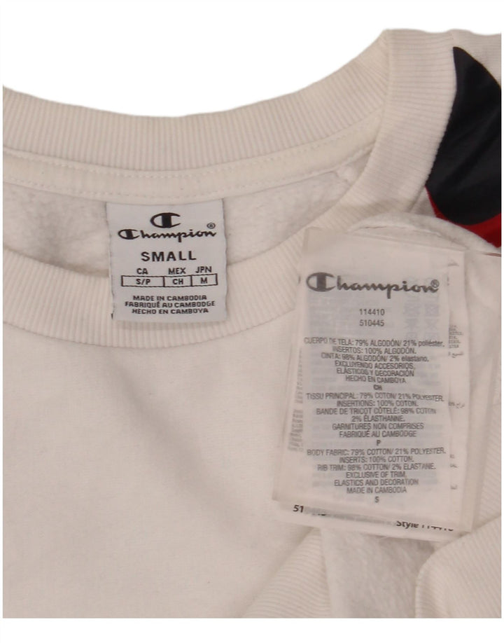 Champion Womens Oversized Graphic Sweatshirt Jumper UK 10 Small White