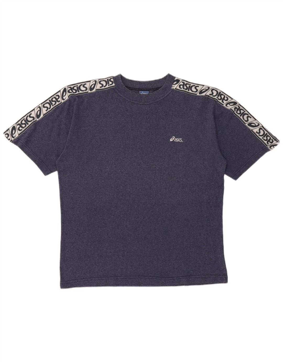 Asics Mens Graphic T-Shirt Top Large Navy Blue Flecked Cotton