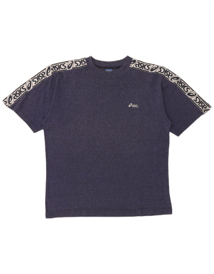 Asics Mens Graphic T-Shirt Top Large Navy Blue Flecked Cotton