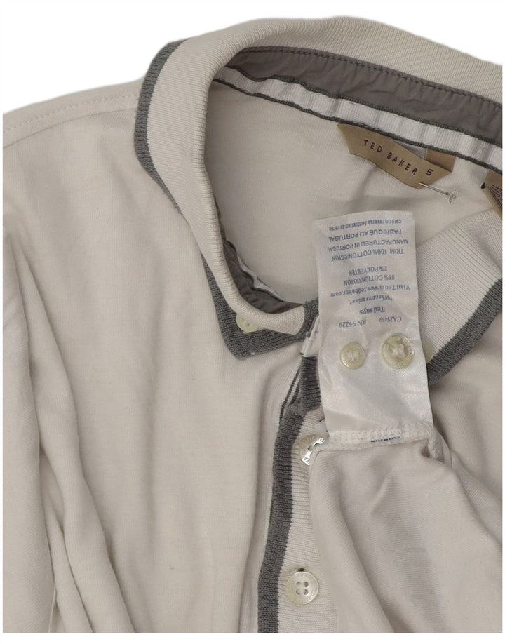 Ted Baker Mens Polo Shirt Size 5 XL White Cotton