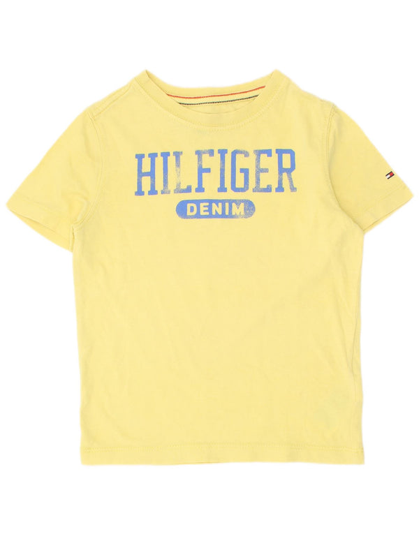 Tommy Hilfiger Boys Graphic T-Shirt Top 3-4 Years Yellow Cotton