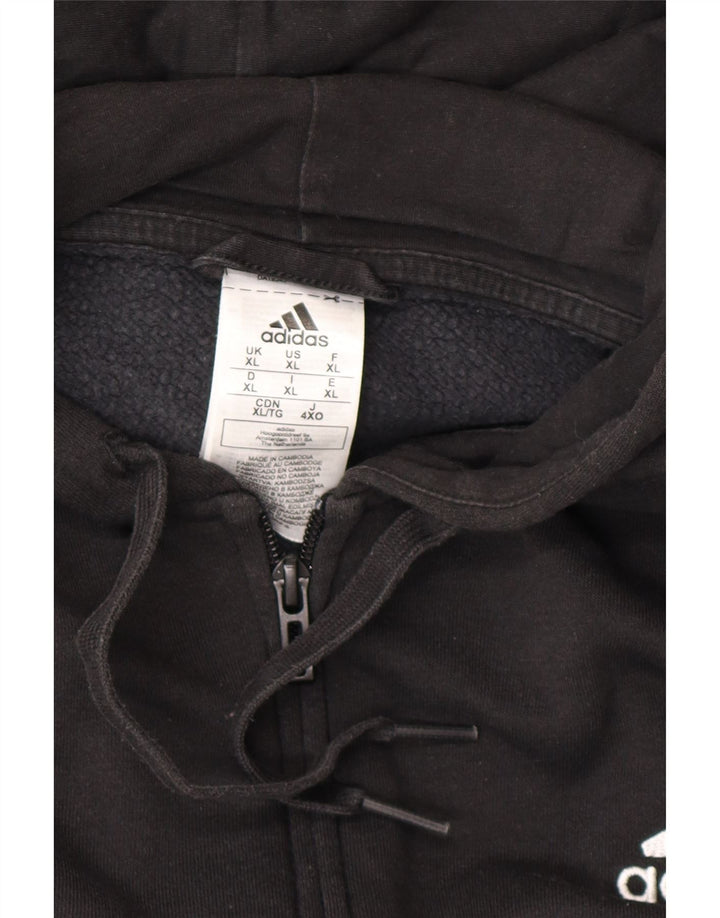 ADIDAS Mens Zip Hoodie Sweater XL Black Cotton