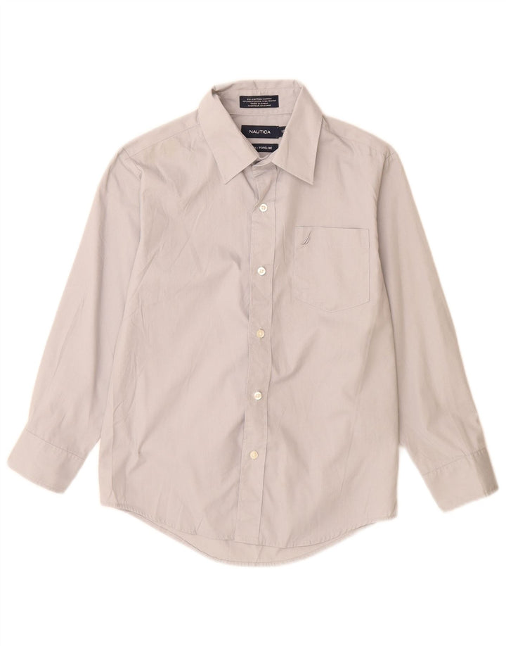 Nautica Boys Poplin Shirt 9-10 Years Grey Cotton
