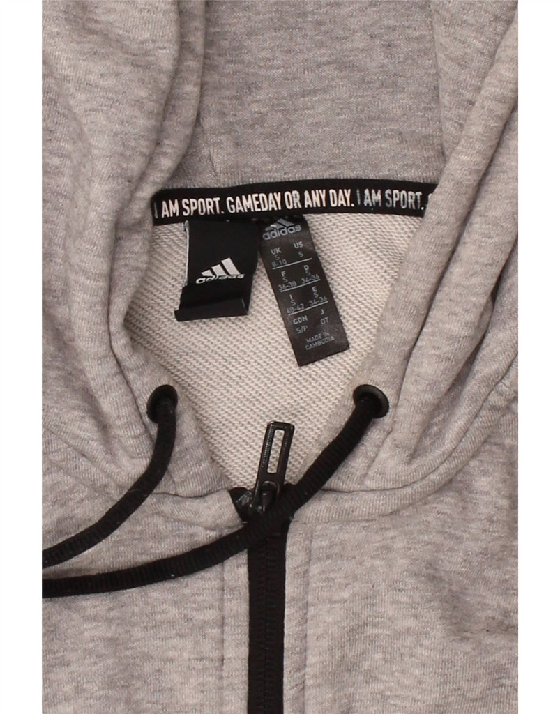 ADIDAS Womens Oversized Zip Hoodie Sweater UK 8/10 Small Grey Cotton Vintage Adidas and Second-Hand Adidas from Messina Hembry 