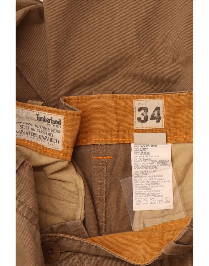 TIMBERLAND Mens Straight Cargo Trousers W34 L32 Beige Cotton