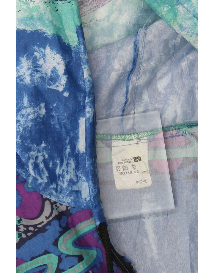 Vintage Mens Abstract Pattern Hooded Rain Jacket IT 52 XL Multicoloured