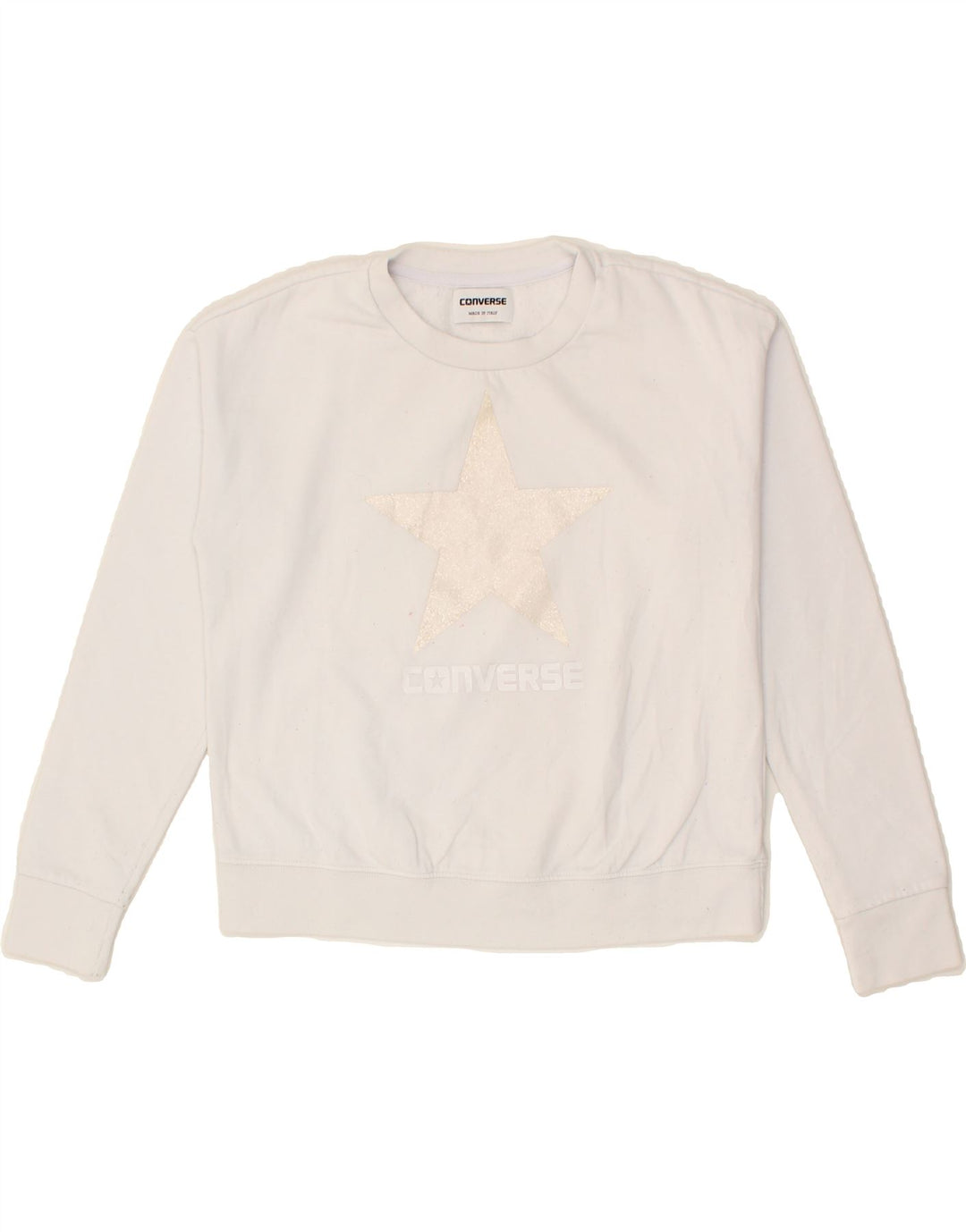 CONVERSE Womens Graphic Sweatshirt Jumper UK 16 Large White Cotton Vintage Converse and Second-Hand Converse from Messina Hembry 