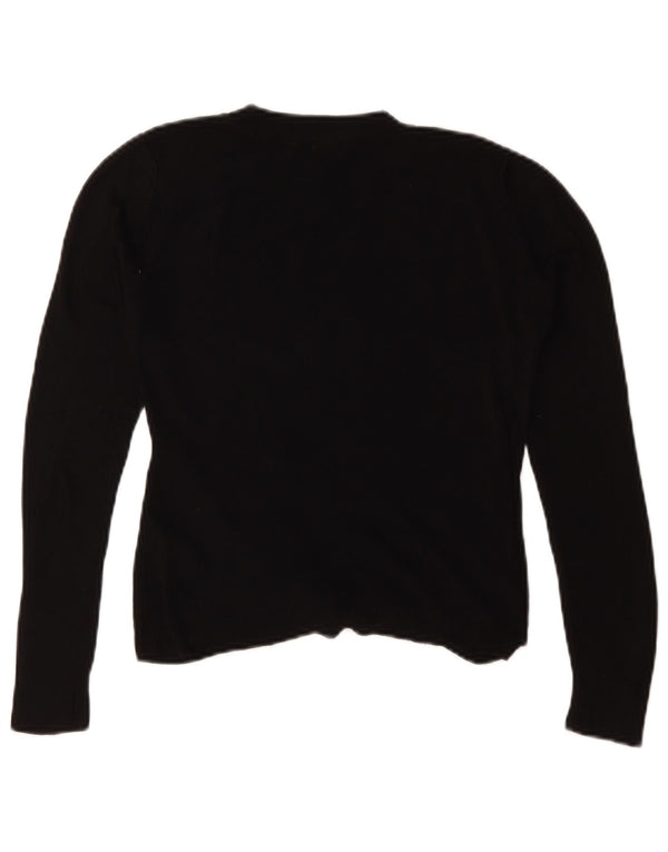 Topshop Womens Crop Oversized Top Long Sleeve UK 10 Small Black Viscose