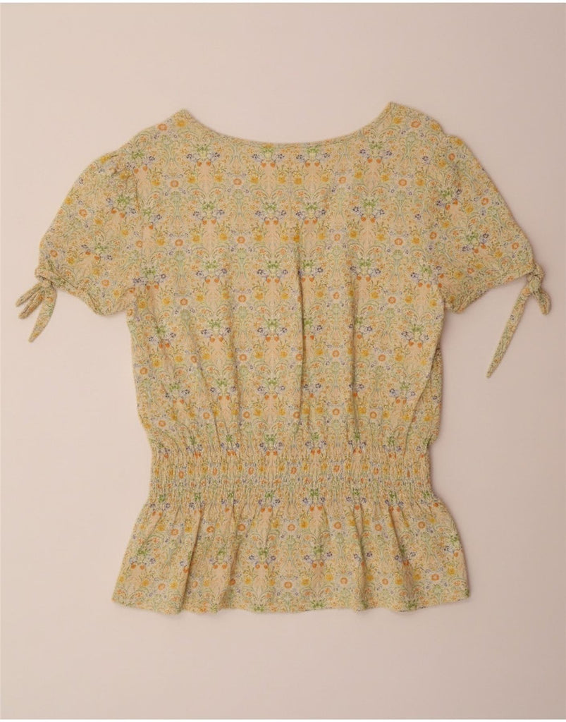 FAT FACE Womens Oversized Blouse Top UK 12 Medium  Beige Floral Vintage Fat Face and Second-Hand Fat Face from Messina Hembry 