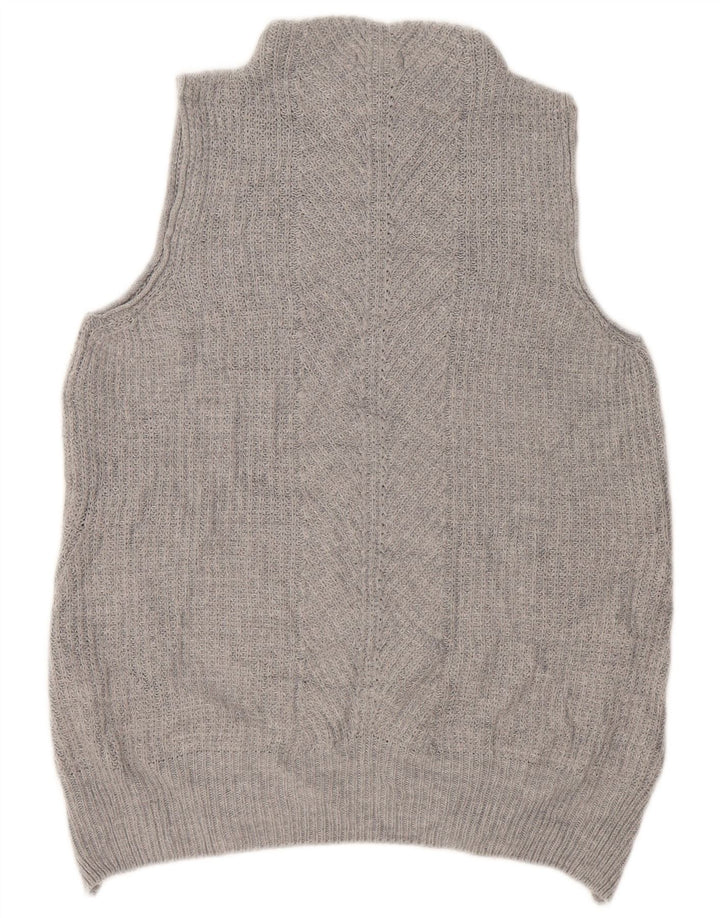 Topshop Womens Oversized Vest Tank Top UK 10 Small Grey Acrylic
