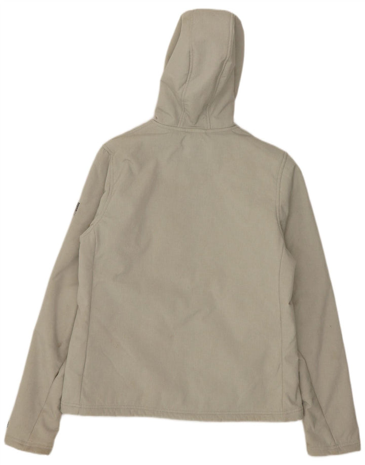 Superdry Womens Hooded Sherpa Jacket UK 12 Medium Grey Polyester