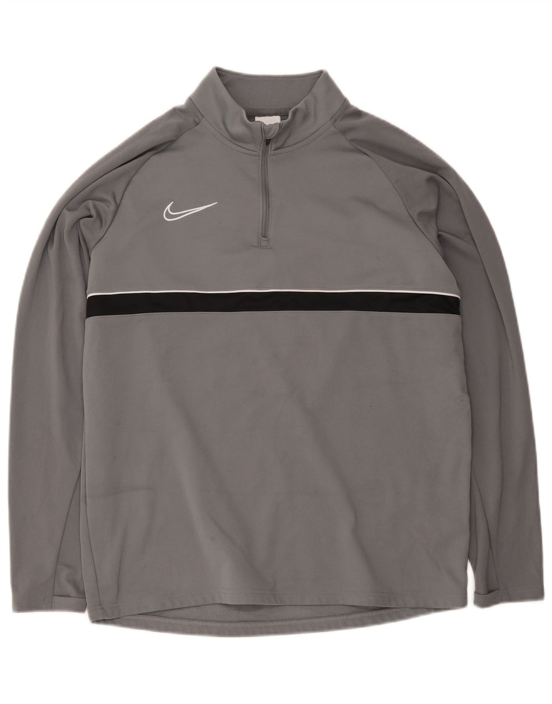 Nike Mens Dri Fit Zip Neck Pullover Tracksuit Top Large Grey Colourblock