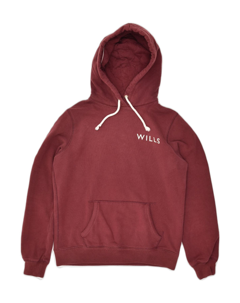 JACK WILLS Womens Graphic Hoodie Jumper UK 12 Medium Maroon Cotton | Vintage Jack Wills | Thrift | Second-Hand Jack Wills | Used Clothing | Messina Hembry 