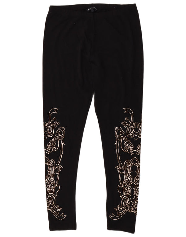 French Connection Womens Leggings UK 14 Large  Black Floral