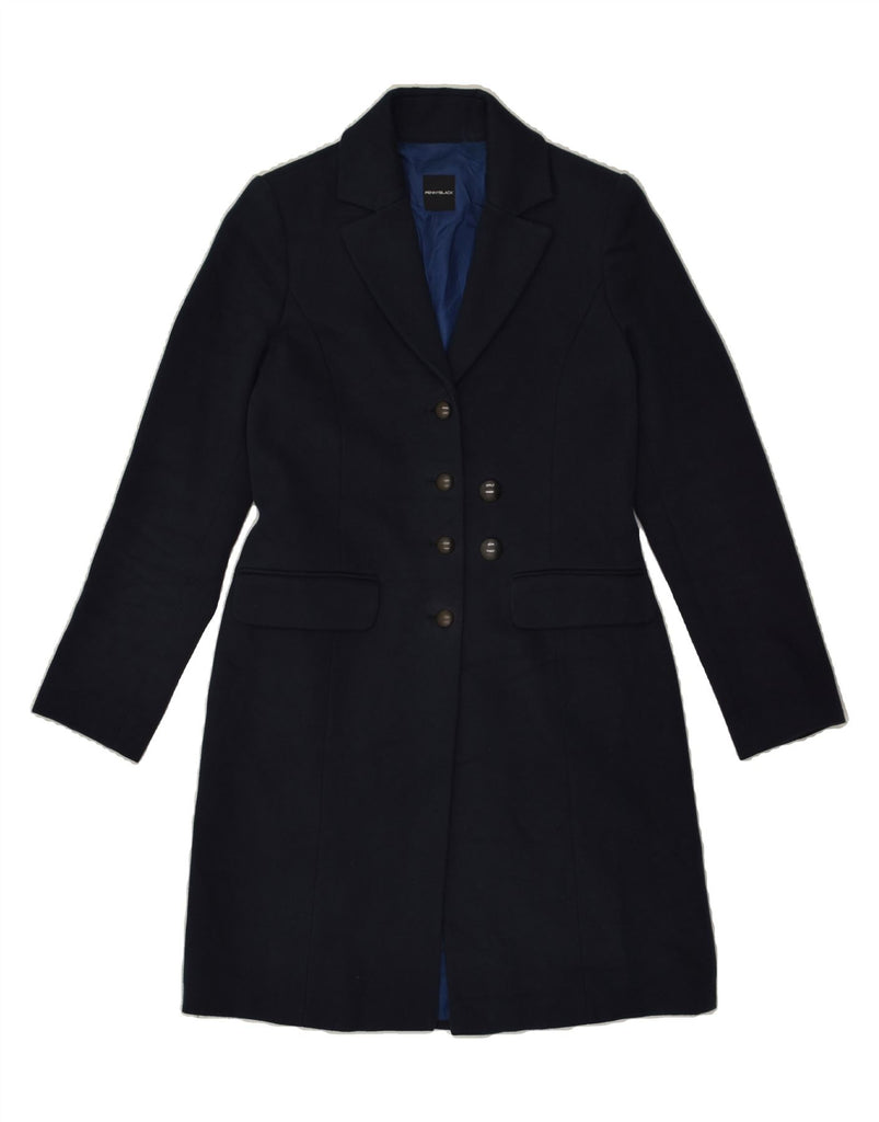 PENNY BLACK Womens Overcoat UK 14 Medium Navy Blue Cotton | Vintage Penny Black | Thrift | Second-Hand Penny Black | Used Clothing | Messina Hembry 