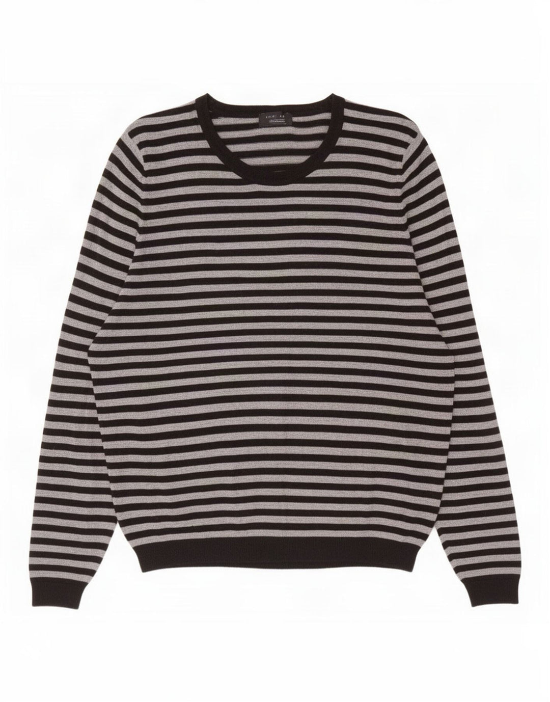 Zara Mens Top Long Sleeve XL Grey Striped Viscose