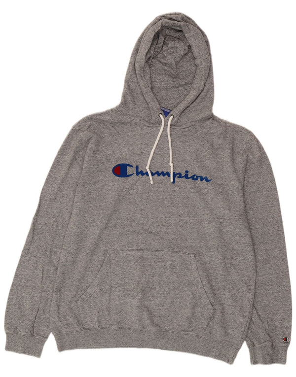 Champion Mens Graphic Hoodie Jumper 2XL Grey Cotton