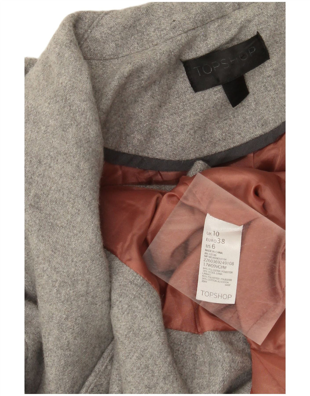 Topshop Womens Blazer Jacket UK 10 Small Grey Polyester