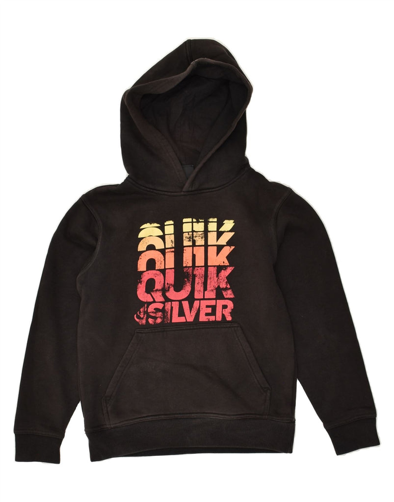 QUIKSILVER Boys Graphic Hoodie Jumper 11-12 Years Black Cotton | Vintage Quiksilver | Thrift | Second-Hand Quiksilver | Used Clothing | Messina Hembry 