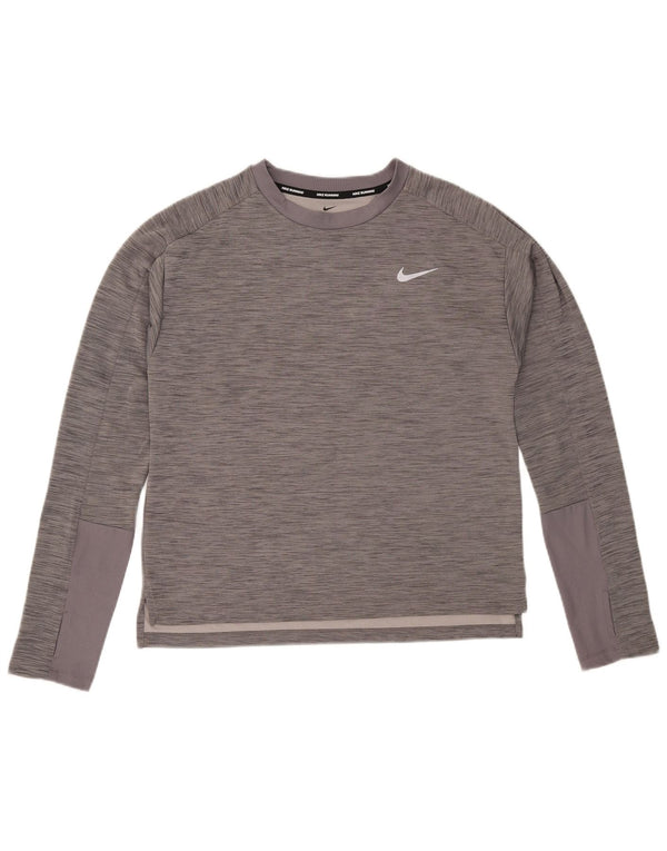 Nike Mens Dri Fit Top Long Sleeve Medium Grey Flecked