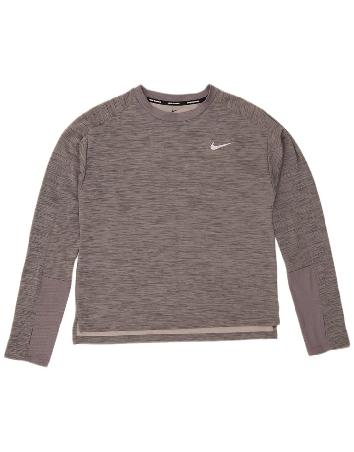 Nike Mens Dri Fit Top Long Sleeve Medium Grey Flecked