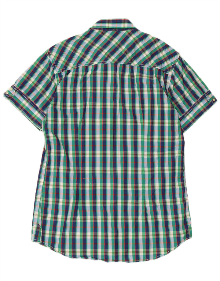 Carrera Mens Slim Fit Short Sleeve Military Shirt Large Multicoloured Check