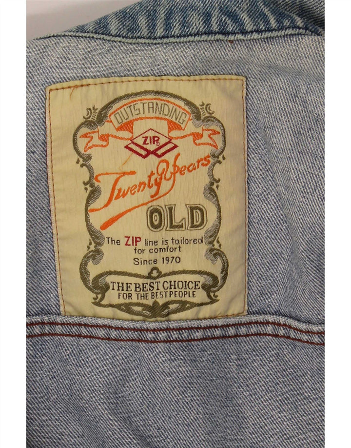 Vintage Mens Denim Jacket UK 14 Medium Blue Floral