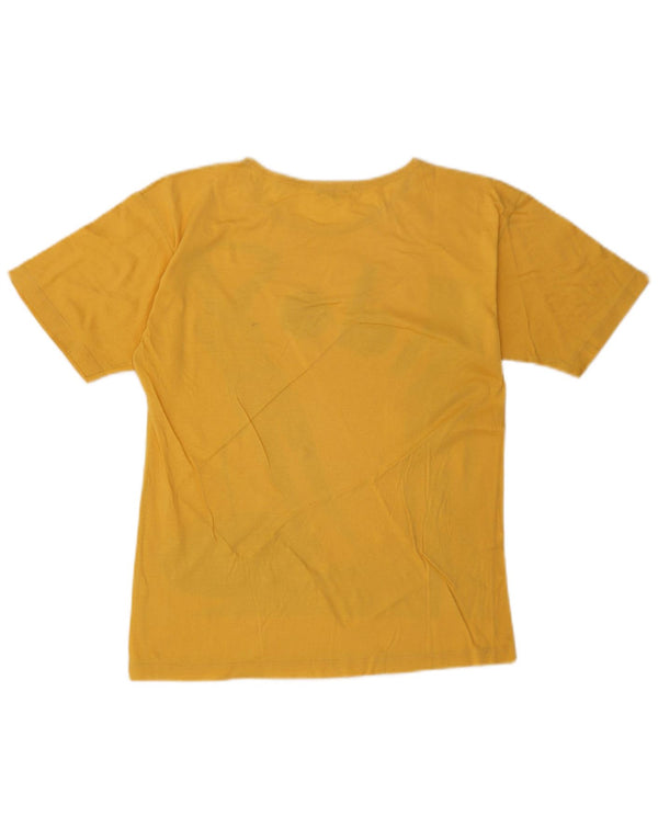 Laura Biagiotti Womens Graphic T-Shirt Top UK 10 Small Yellow Cotton