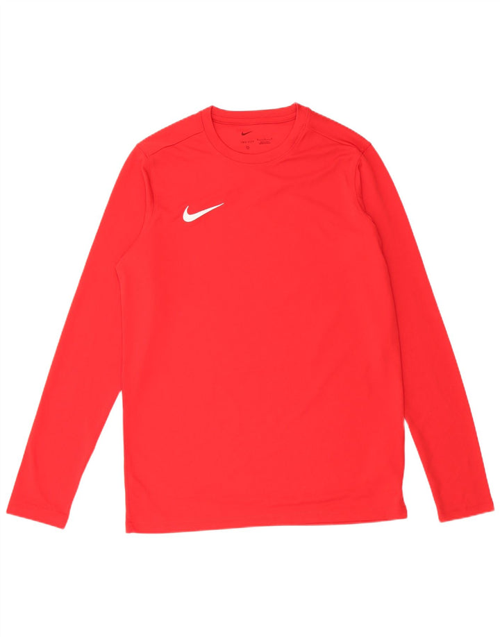 Nike Mens Dri Fit Top Long Sleeve Medium Red Polyester