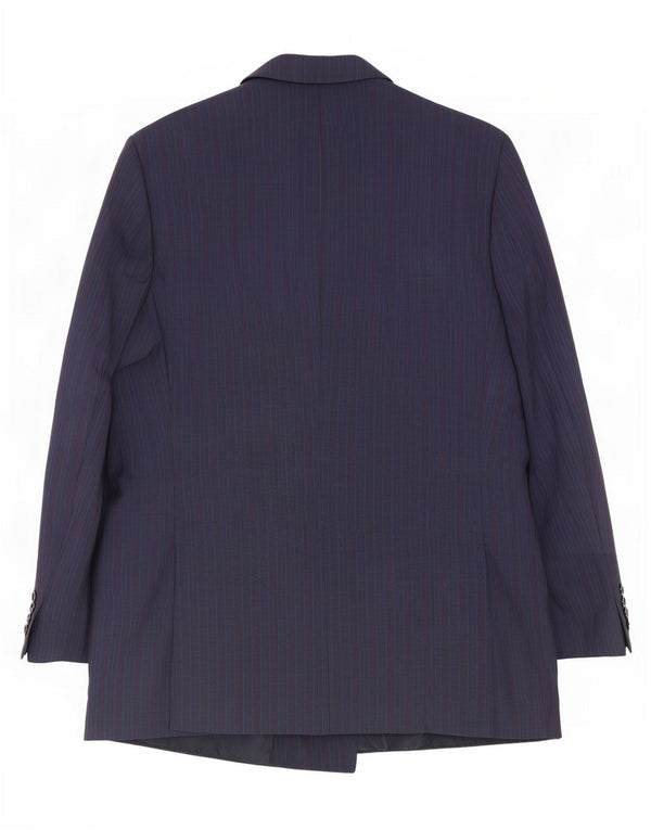 Monti Mens Double Breasted Blazer Jacket IT 56 3XL Navy Blue Striped Wool