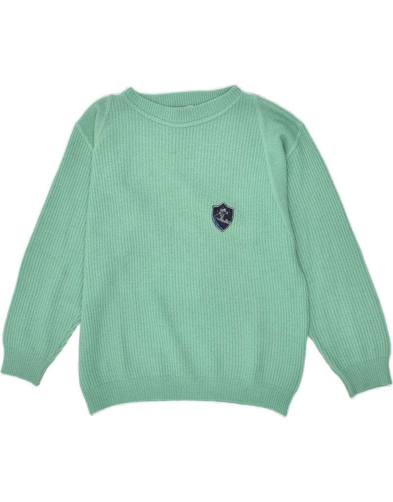 VINTAGE Womens Boat Neck Jumper Sweater UK 12 Medium Green Acrylic | Vintage Vintage | Thrift | Second-Hand Vintage | Used Clothing | Messina Hembry 